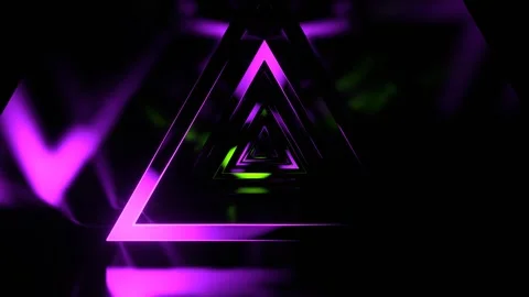 Purple and Green Triangle Warp Tunnel Background VJ Loop in 4K Stock Footage 342408130