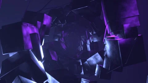 Purple and Light Blue Strobe Floating Cube Tunnel Background VJ Loop in 4K Stock Footage 292419157