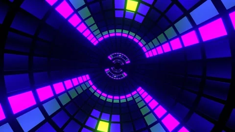 Purple and Light Green Changing Light Effect Tunnel Background VJ Loop in 4K Stock Footage 300099617