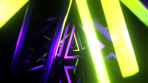 Purple and Light Green Infinity Neon Triangle Portal Background VJ Loop l 4K Stock Footage 301620751