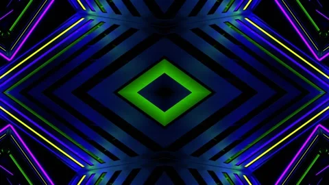 Purple and Light Green Neon Motion Effect Kaleidoscope Background VJ Loop Stockbeeldmateriaal 340225853