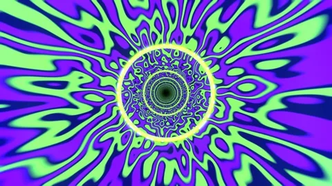 Purple and Light Green Psychedelic Abstract Tunnel Background VJ Loop l 4K Stock Footage 301886024