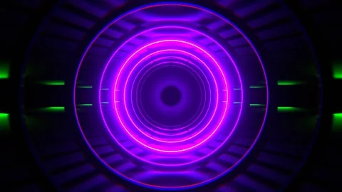Purple and Light Green Sci-Fi Tunnel with Round Arches Background VJ Loop l  Stock Footage 295879141