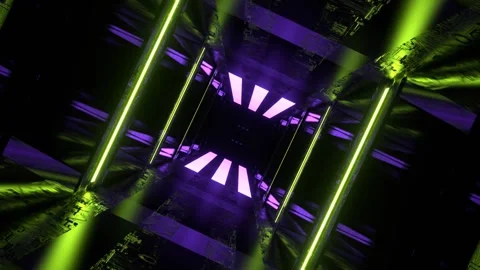 Purple and Light Green Sci-Fi Strobe Light Beams Tunnel Background VJ Loop l Stock Footage 304060390
