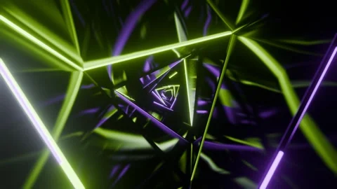 Purple and Light Green Triangular Spiral Neon Tunnel Background VJ Loop l 4K Stock Footage 295879509