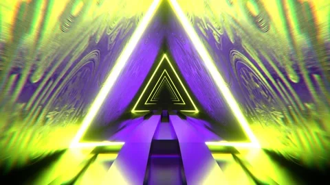 Purple and Light Green Triangular Alien Neon Corridor Background  VJ Loop l  Stock Footage 302913503