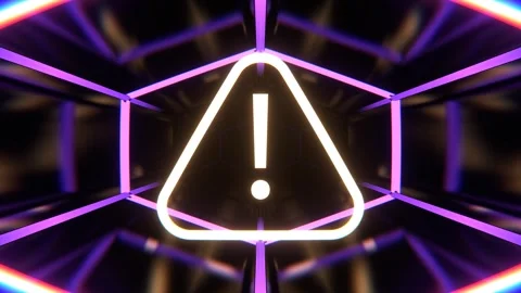 Purple and Light Yellow Tech Alert Glowing Symbol Background VJ Loop in 4K Stock Footage 312803637