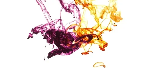 Purple and orange ink flows Stock Footage 89954980