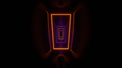 Purple and Orange Neon Frames Corridor Background VJ Loop in 4K Stock Footage 314949484