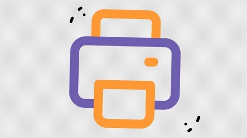 Purple and orange printer icon outlined Stock Footage 286705388