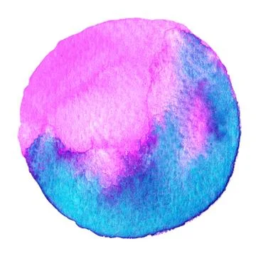 Purple and pink circle painted watercolor. Spot with paper texture. Hand dr.. Stock Illustration