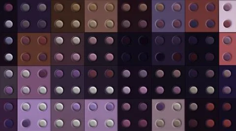 Purple and pink rows of squares with four symmetrical circles. Motion. Domino Stock Illustration