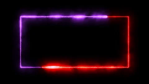 Purple and red frame am on neon rectangle frame with light trail endless. Stock Footage 248615575