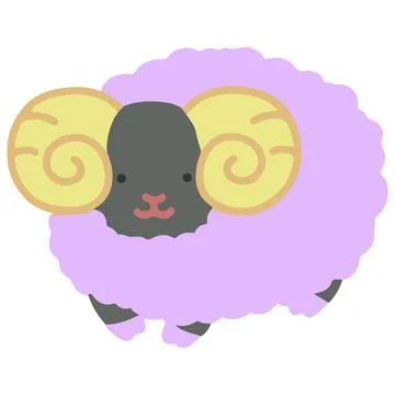 Purple and simple flat colored sheep Stock Illustration