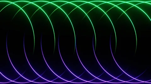 Purple and Turquoise Abstract Rotating Neon Circles Background VJ Loop in 4K Stock Footage 285247357