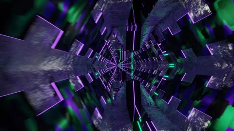 Purple and Turquoise Hexagonal Laser Tunnel Background VJ Loop in 4K Stock Footage 250818460