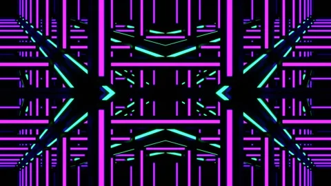 Purple and Turquoise Movement Through Neon Frame Kaleidoscope Background Stock Footage 335829484