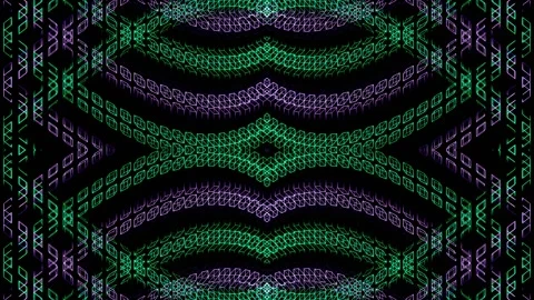 Purple and Turquoise Neon Movement on Endless Shape Kaleidoscope Background Stock Footage 337651908