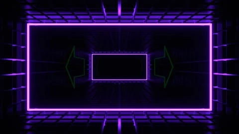 Purple and Turquoise Neon Pointer Arrow Tunnel Background VJ Loop in 4K Stock Footage 281494890