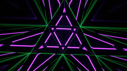 Purple and Turquoise Neon Triangular Mirror Tunnel Background VJ Loop in 4K Stock Footage 342279900