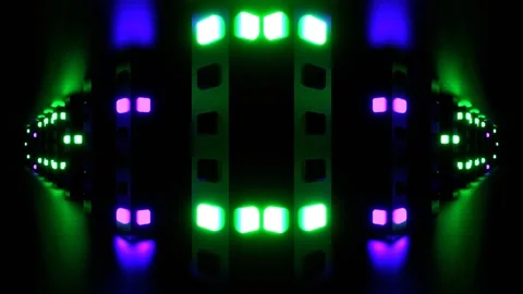 Purple and Turquoise Return Movement Along Strobe Kaleidoscope Background Loop 库存影片 336482227