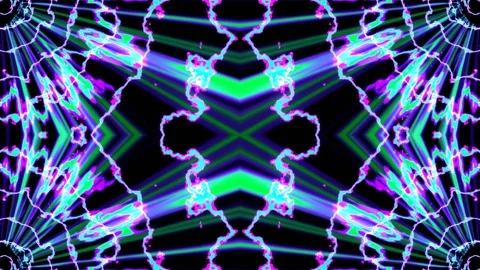 Purple and Turquoise Sci-Fi Radio Waves Kaleidoscope Background VJ Loop in 4K Stock Footage 340908718