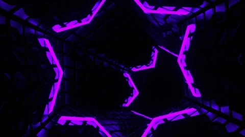 Purple and Turquoise Strobe Hexagonal Circle Tunnel Background VJ Loop in 4K Stock Footage 267081898