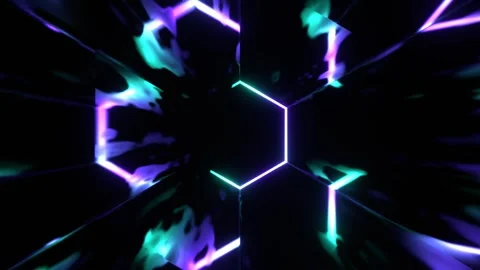 Purple and Turquoise Vortex Gate Neon Energy Flow Background VJ Loop in 4K Stock Footage 312804034
