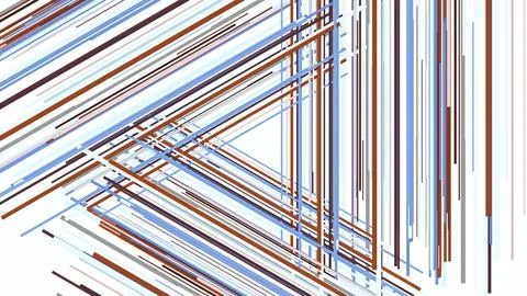 Purple and white background. Motion.Thin multicolored lines make up a triangle Stock Illustration