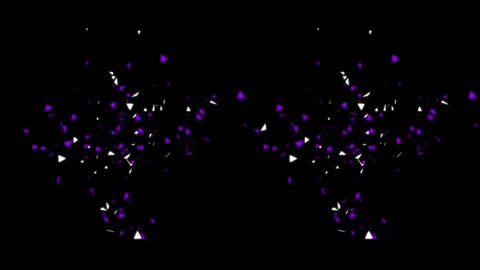 Purple and White Confetti Explosion Bursting Up on Black Background Loop Stock Footage 331890818