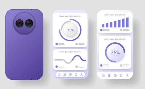 Purple and White Dashboard UI Analytics Template Illustrazione stock