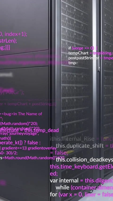 Purple and white data processing over computer server room Stock Footage 344525457