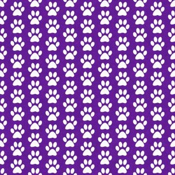 Purple and White Dog Paw Prints Tile Pattern Repeat Background Stock Illustration
