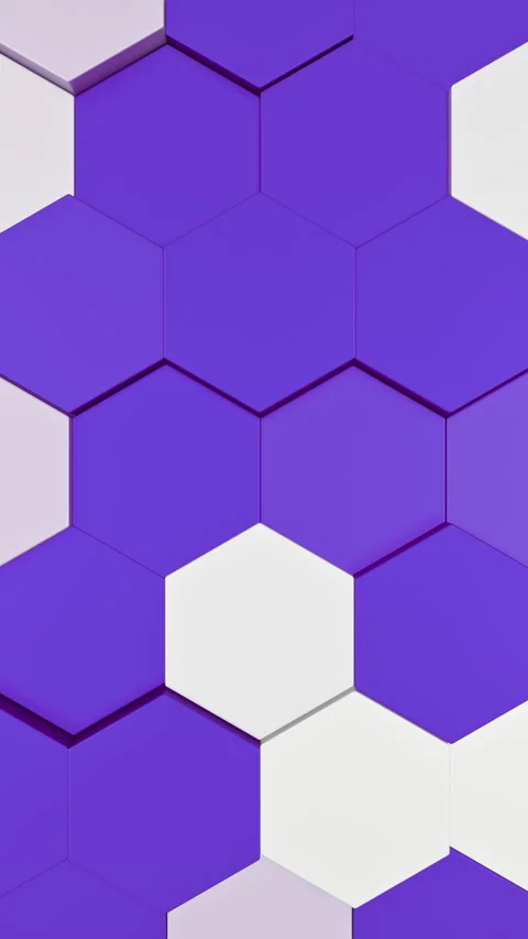 Purple and White Large Hexagon Mosaic Pattern Vertical Seamless Loop Stock-Footage 345852835