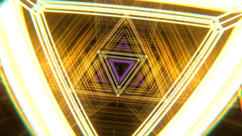 Purple and Yellow Flight Through the Geometric Neon Spatial Matrix Backgroun Stock Footage 316901200
