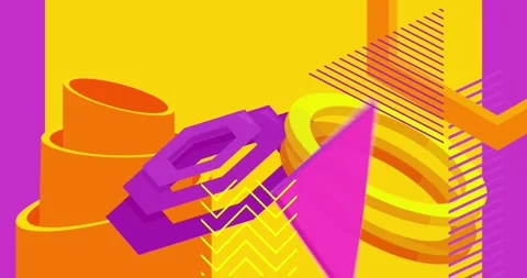 Purple and yellow geometric elements background animation Stock Footage 245869862