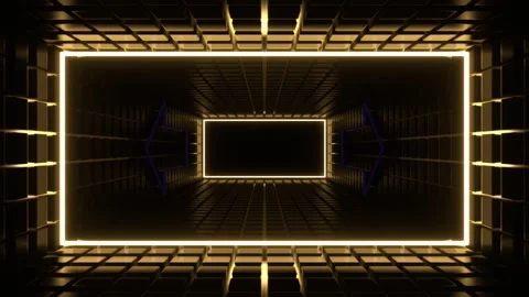 Purple and Yellow Neon Pointer Arrow Tunnel Background VJ Loop in 4K Stock Footage 281495103