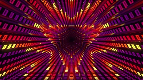 Purple and yellow triangular abstract VJ tunnel Video stock 234230426
