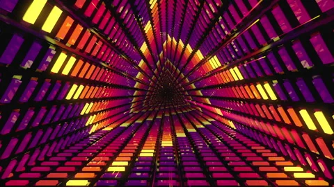 Purple and yellow triangular abstract tunnel Video stock 234231000