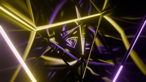 Purple and Yellow Triangular Spiral Neon Tunnel Background VJ Loop l 4K Stock Footage 295879263