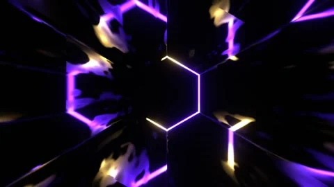 Purple and Yellow Vortex Gate Neon Energy Flow Background VJ Loop in 4K Stock Footage 312804037