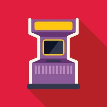 Purple arcade game console standing on red background Stock Illustration