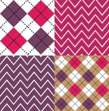 Purple Argyle Seamless Pattern Collection Stock Illustration