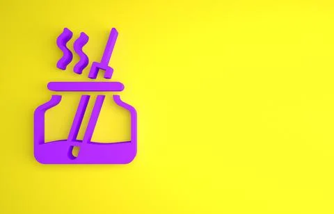 Purple Aroma diffuser icon isolated on yellow background. Glass jar different Stock Illustration