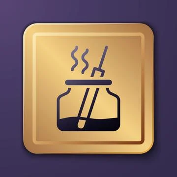 Purple Aroma diffuser icon isolated on purple background. Glass jar different 스톡 일러스트