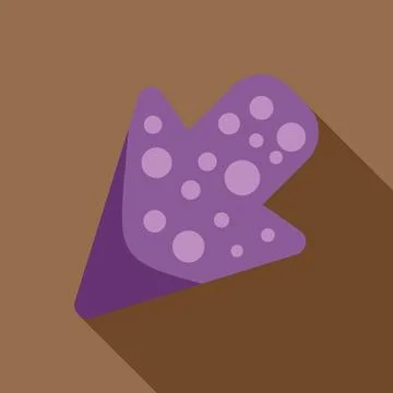 Purple arrow pointing down with circles and long shadow on brown background Illustrazione stock