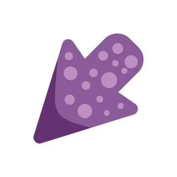 Purple arrow pointing down left with irregular polka dots pattern Stock Illustration