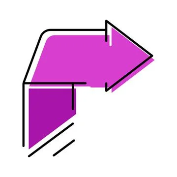 Purple arrow turning right indicating direction イラスト素材