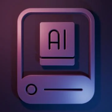 Purple Artificial intelligence AI icon isolated on purple-blue background. .. Stockillustratie