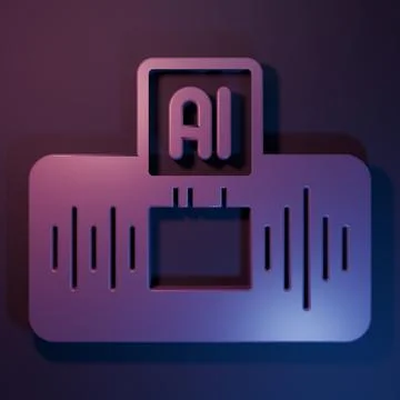 Purple Artificial intelligence AI icon isolated on purple-blue background. .. Illustrazione stock